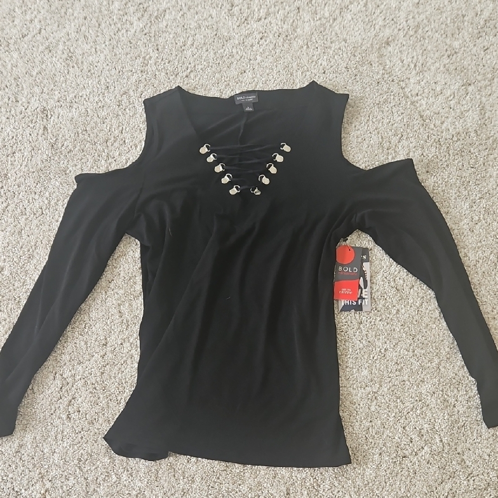 BOLD elements Black Long Sleeve Embellished Blouse